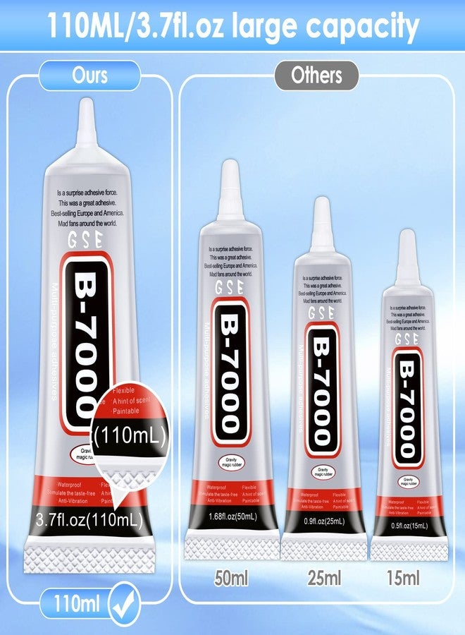 Cludoo B7000 Rhinestones Glue for Crafts, 110ML Glue of Diamond Jewelry 3.7fl.oz Clear B-7000 Super Jewelry Glue Transparent Industrial Adhesive for Fabric Phone Repair Jewelery Making Crystal Gem - Image 2